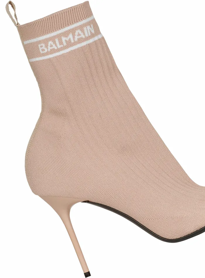 Balmain High Heels Womens Stretch Knit Skye Ankle Boots Pink Balmain High Heels Womens Stretch Knit Skye Ankle Boots Pink