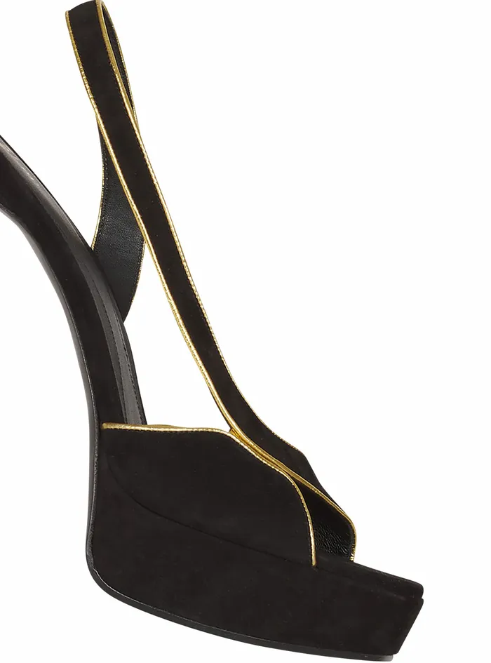 Balmain High Heels Womens Suede Uta Sandals Black Balmain High Heels Womens Suede Uta Sandals Black