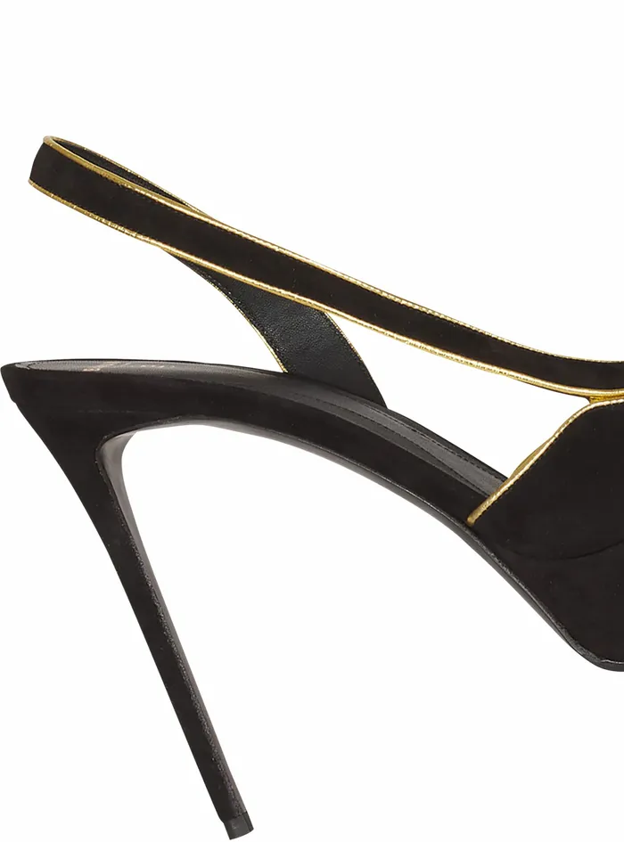 Balmain High Heels Womens Suede Uta Sandals Black Balmain High Heels Womens Suede Uta Sandals Black