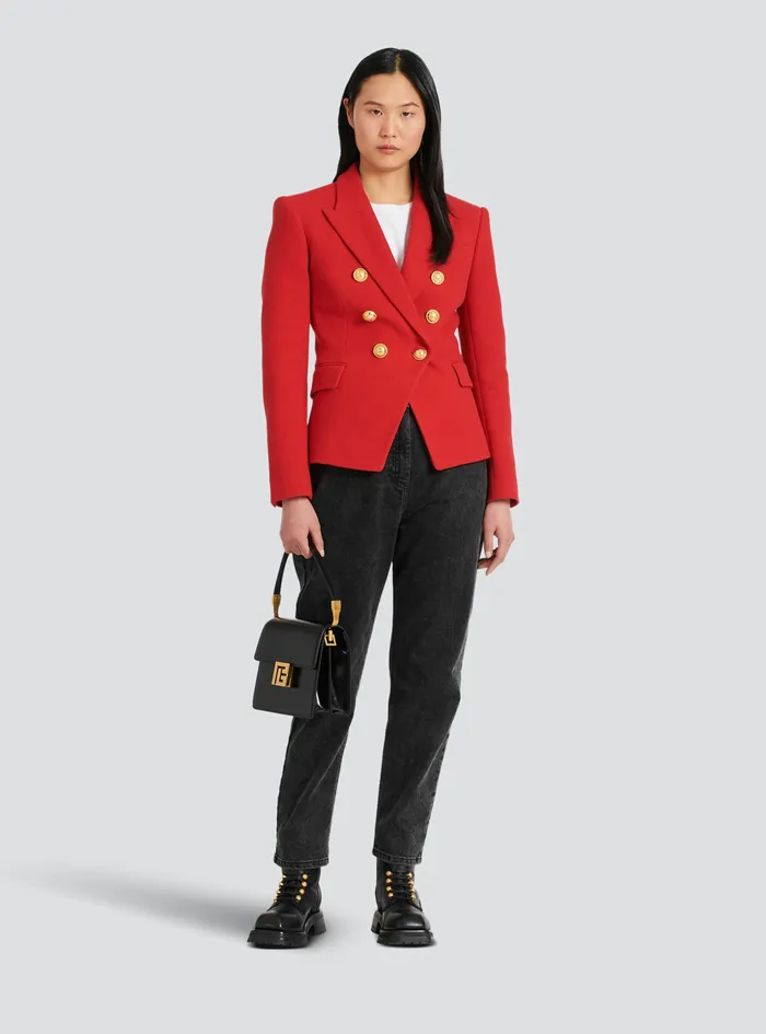 Balmain Jackets And Blazers Womens Cotton Piqu DoubleButtoned Jacket Red Balmain Jackets And Blazers Womens Cotton Piqu DoubleButtoned Jacket Red