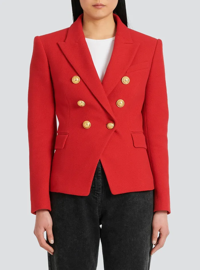 Balmain Jackets And Blazers Womens Cotton Piqu DoubleButtoned Jacket Red Balmain Jackets And Blazers Womens Cotton Piqu DoubleButtoned Jacket Red