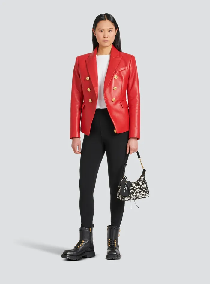 Balmain Jackets And Blazers Womens DoubleBreasted Leather Blazer Red Balmain Jackets And Blazers Womens DoubleBreasted Leather Blazer Red