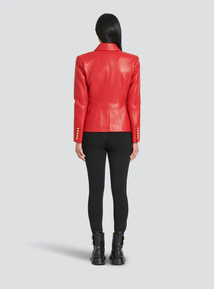 Balmain Jackets And Blazers Womens DoubleBreasted Leather Blazer Red Balmain Jackets And Blazers Womens DoubleBreasted Leather Blazer Red