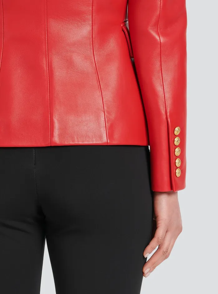 Balmain Jackets And Blazers Womens DoubleBreasted Leather Blazer Red Balmain Jackets And Blazers Womens DoubleBreasted Leather Blazer Red