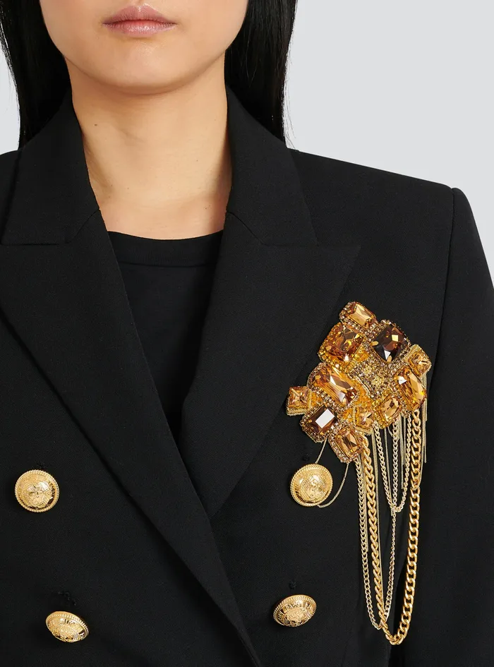 Balmain Jackets And Blazers Womens Wool Jacket With Embroidered Jewel Badge Black Balmain Jackets And Blazers Womens Wool Jacket With Embroidered Jewel Badge Black