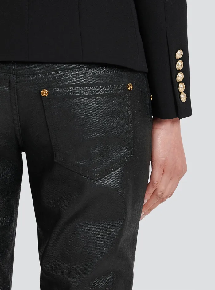 Balmain Jackets And Blazers Womens Wool Jacket With Embroidered Jewel Badge Black Balmain Jackets And Blazers Womens Wool Jacket With Embroidered Jewel Badge Black