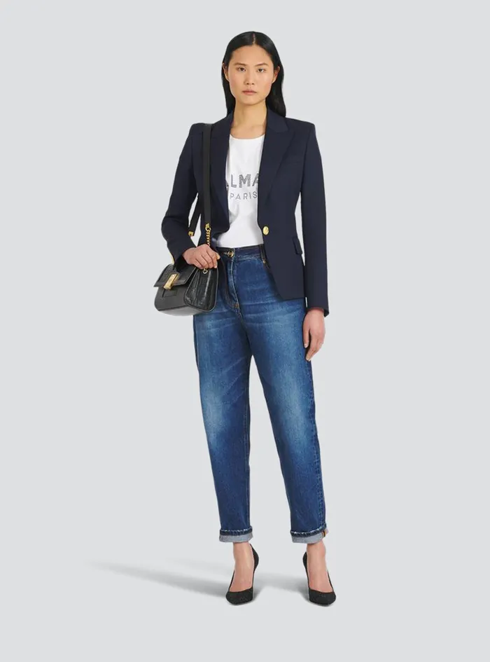 Balmain Jackets And Blazers Womens Wool SingleButton Blazer Navy Balmain Jackets And Blazers Womens Wool SingleButton Blazer Navy