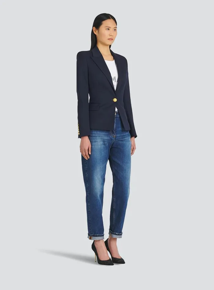Balmain Jackets And Blazers Womens Wool SingleButton Blazer Navy Balmain Jackets And Blazers Womens Wool SingleButton Blazer Navy