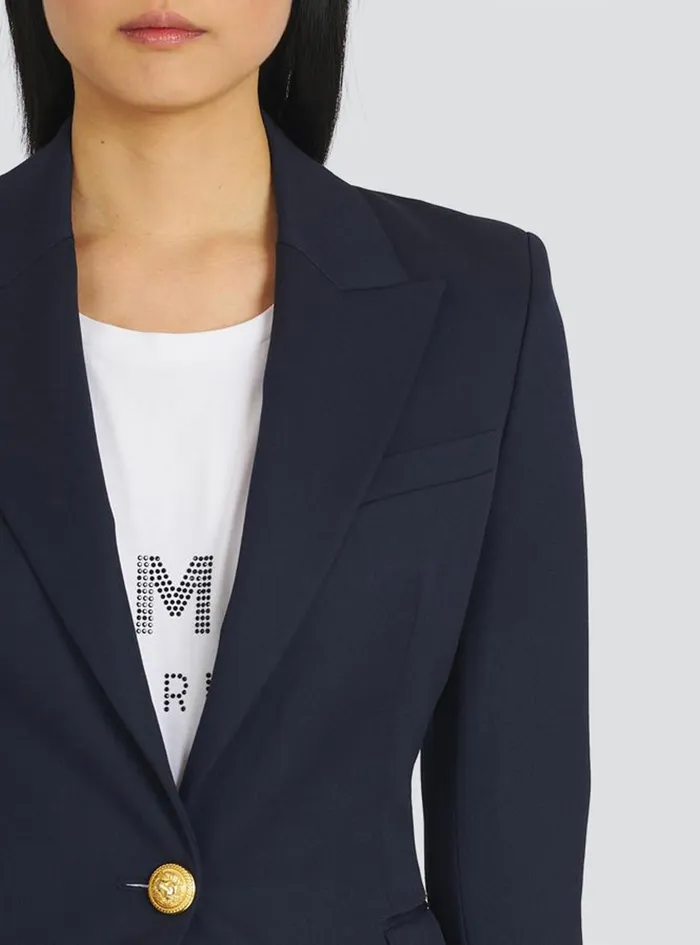 Balmain Jackets And Blazers Womens Wool SingleButton Blazer Navy Balmain Jackets And Blazers Womens Wool SingleButton Blazer Navy