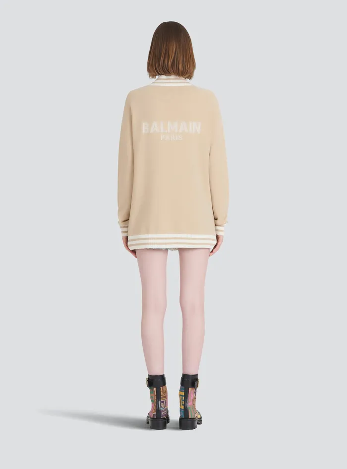Balmain Knitwear Womens Knit Cardigan Beige Balmain Knitwear Womens Knit Cardigan Beige