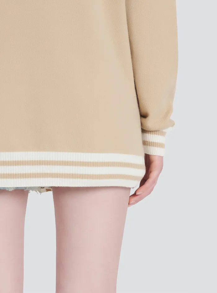 Balmain Knitwear Womens Knit Cardigan Beige Balmain Knitwear Womens Knit Cardigan Beige