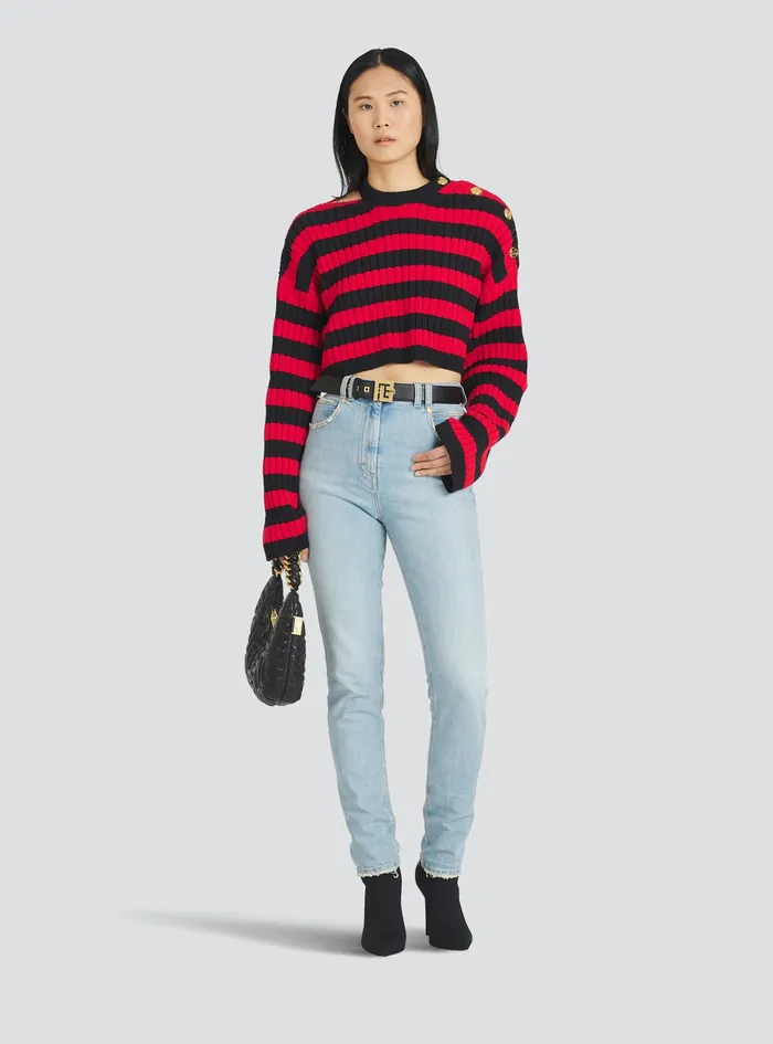 Balmain Knitwear Womens Nautical Sweater Red Balmain Knitwear Womens Nautical Sweater Red