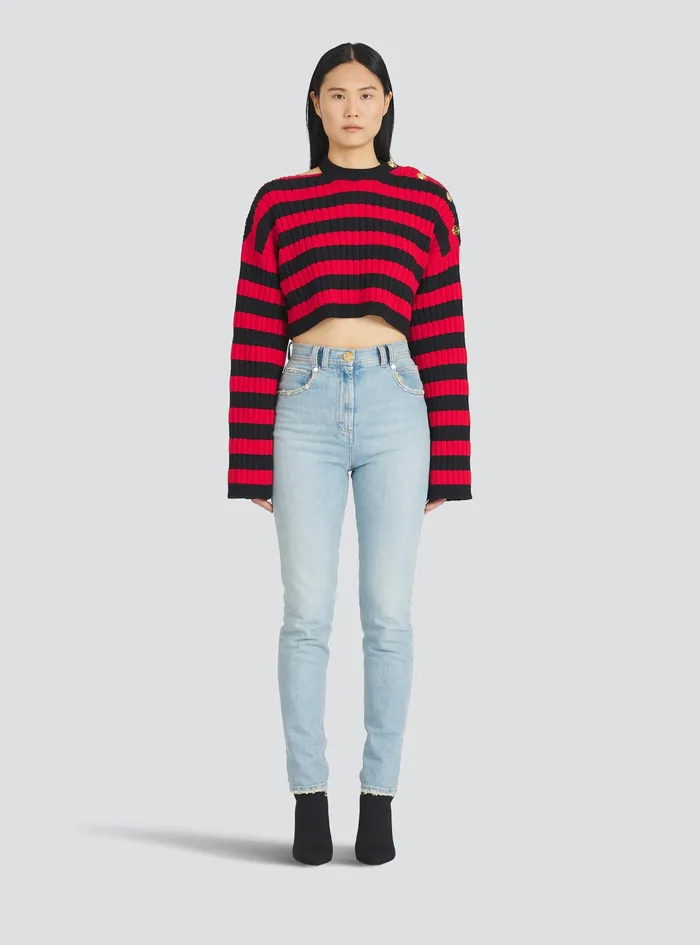 Balmain Knitwear Womens Nautical Sweater Red Balmain Knitwear Womens Nautical Sweater Red