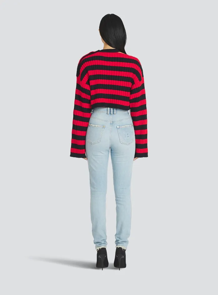 Balmain Knitwear Womens Nautical Sweater Red Balmain Knitwear Womens Nautical Sweater Red