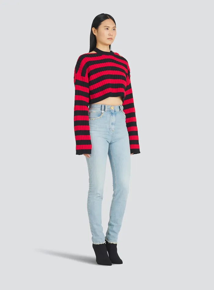 Balmain Knitwear Womens Nautical Sweater Red Balmain Knitwear Womens Nautical Sweater Red