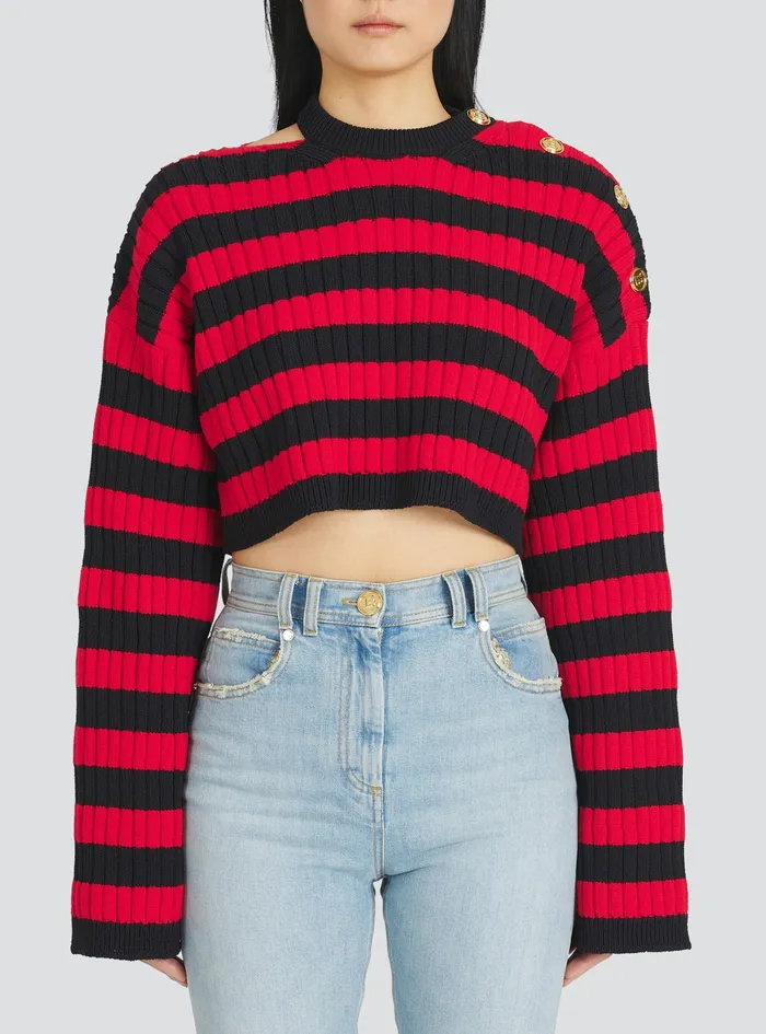 Balmain Knitwear Womens Nautical Sweater Red Balmain Knitwear Womens Nautical Sweater Red