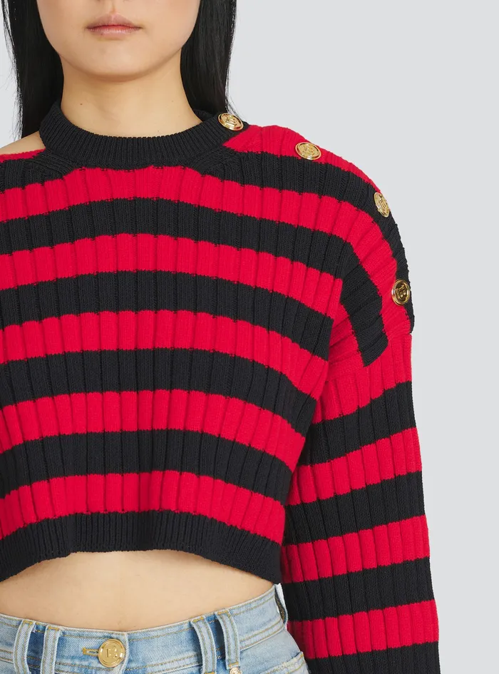 Balmain Knitwear Womens Nautical Sweater Red Balmain Knitwear Womens Nautical Sweater Red