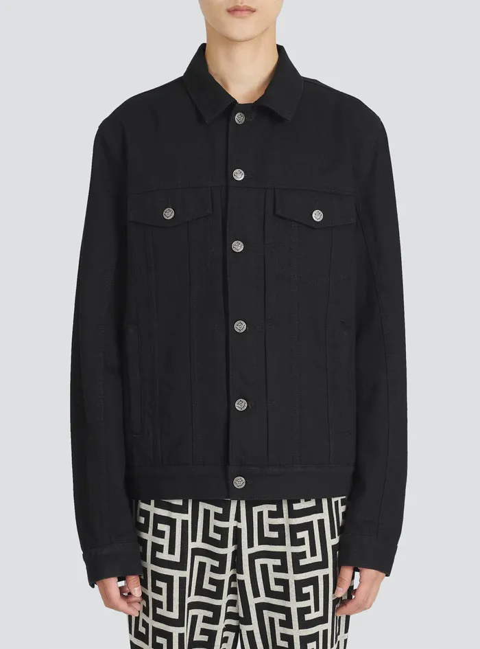 Balmain Outerwear Mens EcoDesigned Denim Jacket Black Balmain Outerwear Mens EcoDesigned Denim Jacket Black