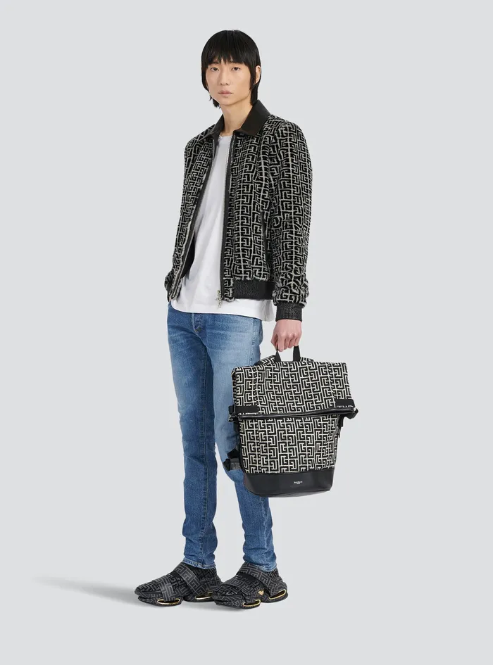 Balmain Outerwear Mens Faux Fur Bomber Jacket With Balmain Monogram Black Balmain Outerwear Mens Faux Fur Bomber Jacket With Balmain Monogram Black