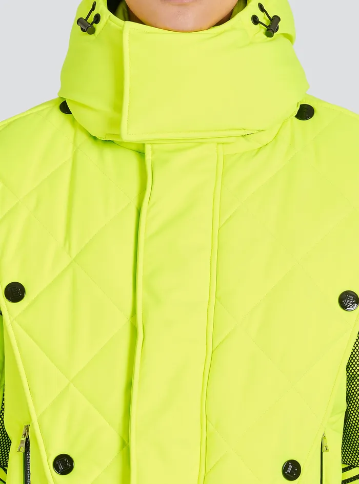 Balmain Outerwear Mens Hooded Neon Quilted Jacket Yellow Balmain Outerwear Mens Hooded Neon Quilted Jacket Yellow