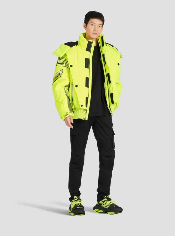 Balmain Outerwear Mens Hooded Neon Quilted Jacket Yellow Balmain Outerwear Mens Hooded Neon Quilted Jacket Yellow