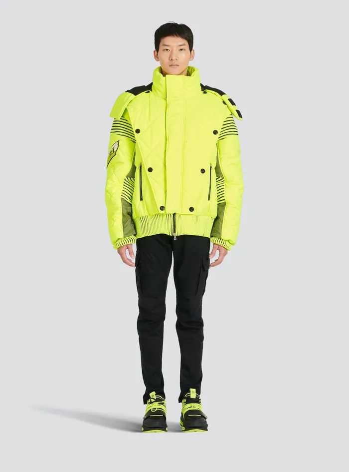 Balmain Outerwear Mens Hooded Neon Quilted Jacket Yellow Balmain Outerwear Mens Hooded Neon Quilted Jacket Yellow