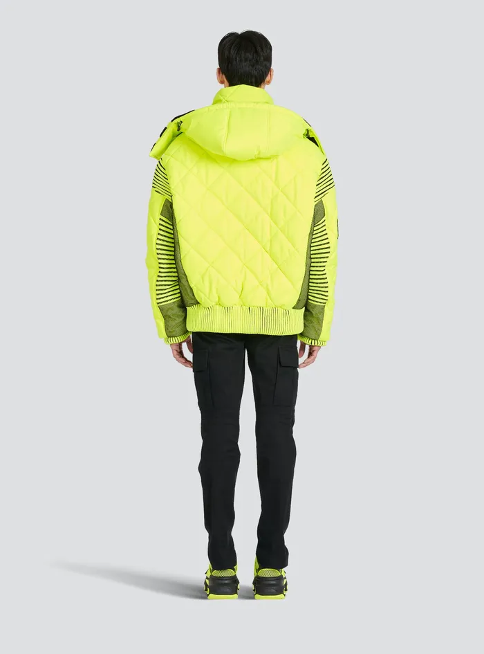 Balmain Outerwear Mens Hooded Neon Quilted Jacket Yellow Balmain Outerwear Mens Hooded Neon Quilted Jacket Yellow