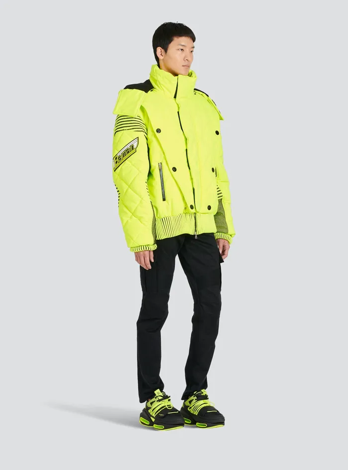 Balmain Outerwear Mens Hooded Neon Quilted Jacket Yellow Balmain Outerwear Mens Hooded Neon Quilted Jacket Yellow
