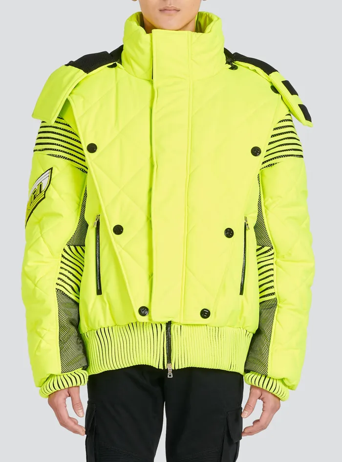 Balmain Outerwear Mens Hooded Neon Quilted Jacket Yellow Balmain Outerwear Mens Hooded Neon Quilted Jacket Yellow