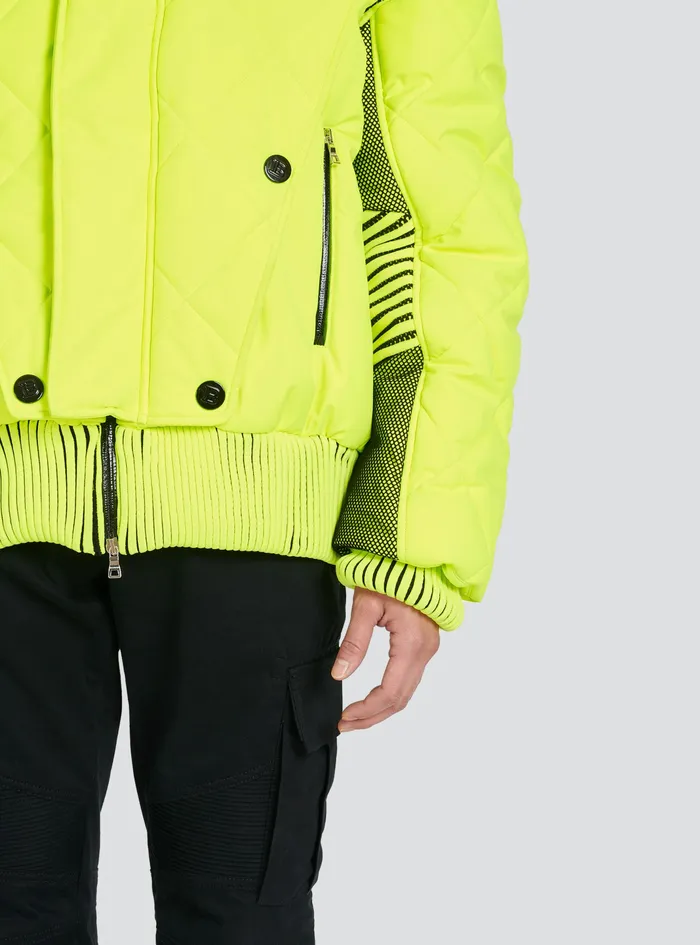 Balmain Outerwear Mens Hooded Neon Quilted Jacket Yellow Balmain Outerwear Mens Hooded Neon Quilted Jacket Yellow