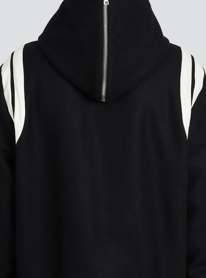 Balmain Outerwear Mens Hooded Wool Teddy Jacket Black