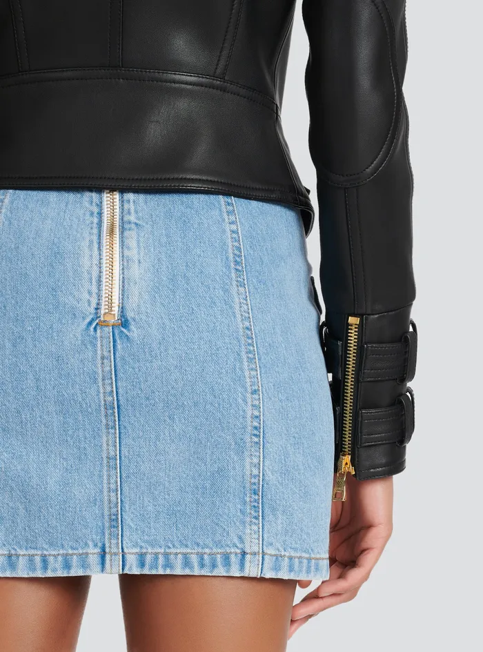 Balmain Outerwear Womens Leather Biker Jacket Black Balmain Outerwear Womens Leather Biker Jacket Black