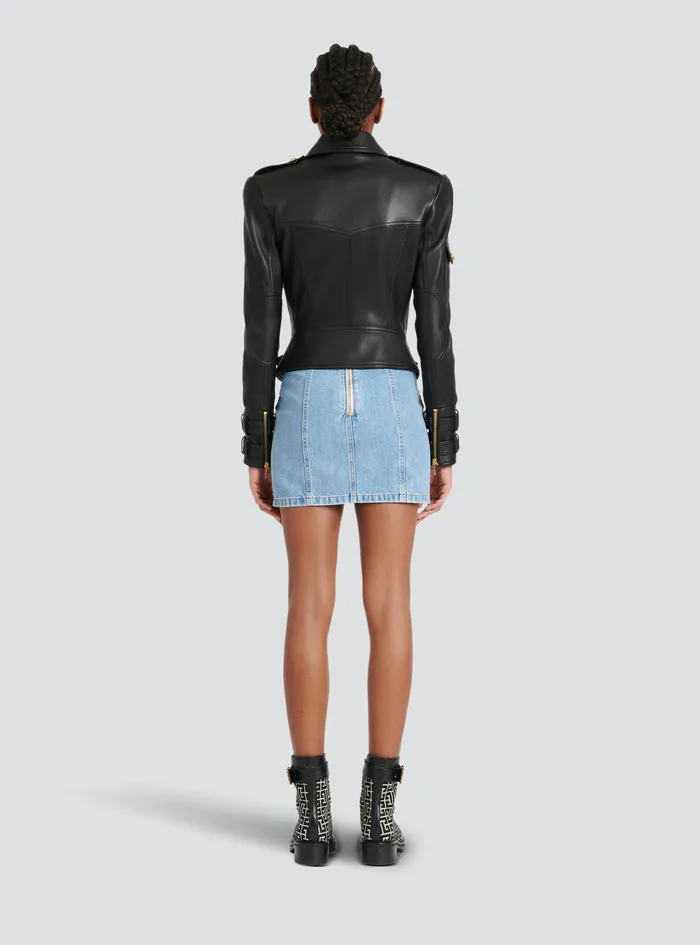 Balmain Outerwear Womens Leather Biker Jacket Black Balmain Outerwear Womens Leather Biker Jacket Black