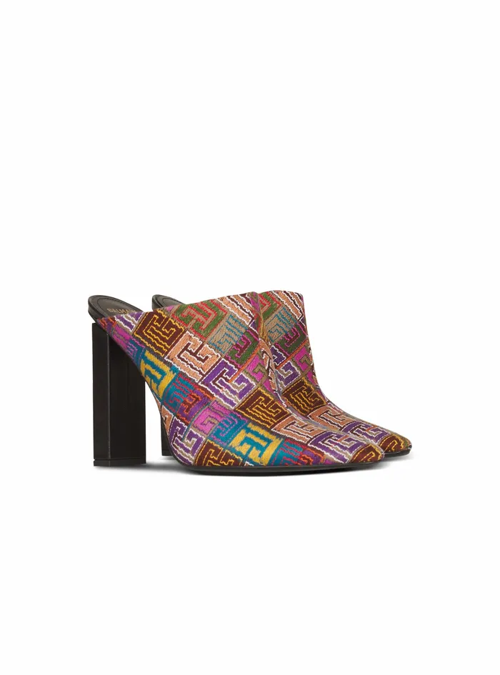 Balmain Sandals Womens Multicolor Needlepoint Ulla Mules With Balmain Monogram Multicolor Balmain Sandals Womens Multicolor Needlepoint Ulla Mules With Balmain Monogram Multicolor