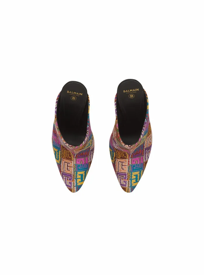 Balmain Sandals Womens Multicolor Needlepoint Ulla Mules With Balmain Monogram Multicolor Balmain Sandals Womens Multicolor Needlepoint Ulla Mules With Balmain Monogram Multicolor