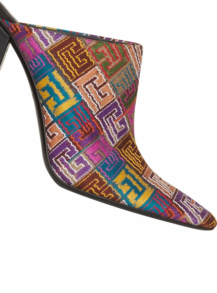 Balmain Sandals Womens Multicolor Needlepoint Ulla Mules With Balmain Monogram Multicolor Balmain Sandals Womens Multicolor Needlepoint Ulla Mules With Balmain Monogram Multicolor