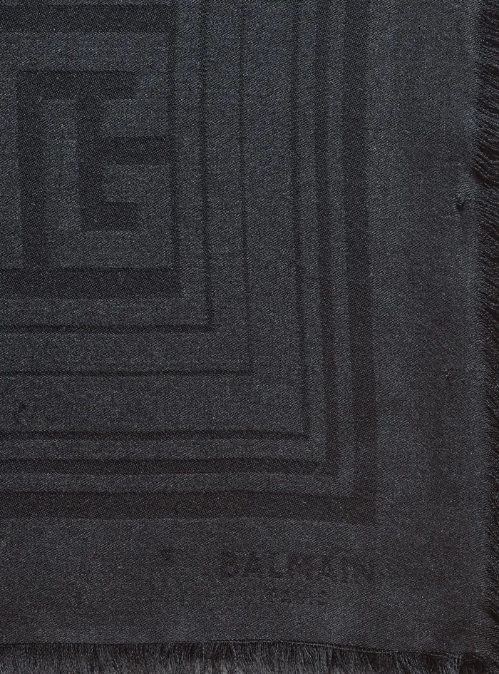 Balmain Scarves Mens Viscose Scarf With Balmain Monogram Pattern Black Balmain Scarves Mens Viscose Scarf With Balmain Monogram Pattern Black
