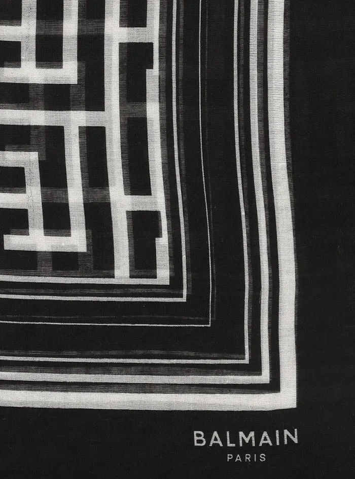 Balmain Scarves Womens Scarf With Balmain Monogram Black Balmain Scarves Womens Scarf With Balmain Monogram Black