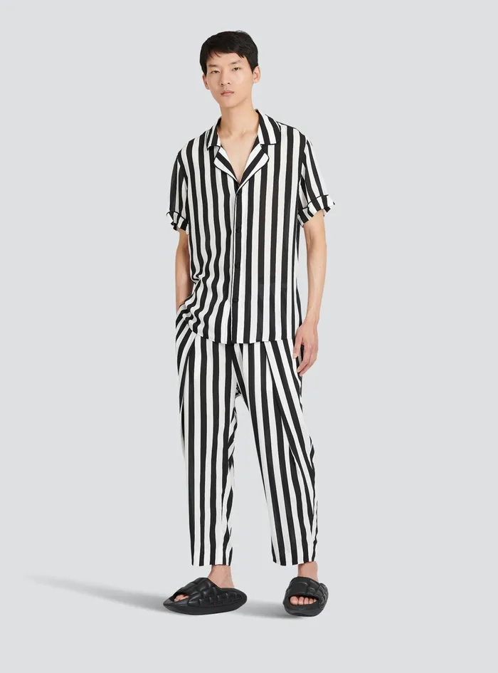 Balmain Shirts And Polos Mens EcoDesigned Striped Shirt White Balmain Shirts And Polos Mens EcoDesigned Striped Shirt White