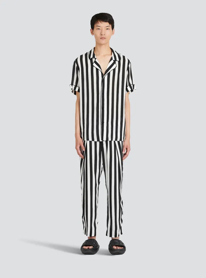 Balmain Shirts And Polos Mens EcoDesigned Striped Shirt White Balmain Shirts And Polos Mens EcoDesigned Striped Shirt White