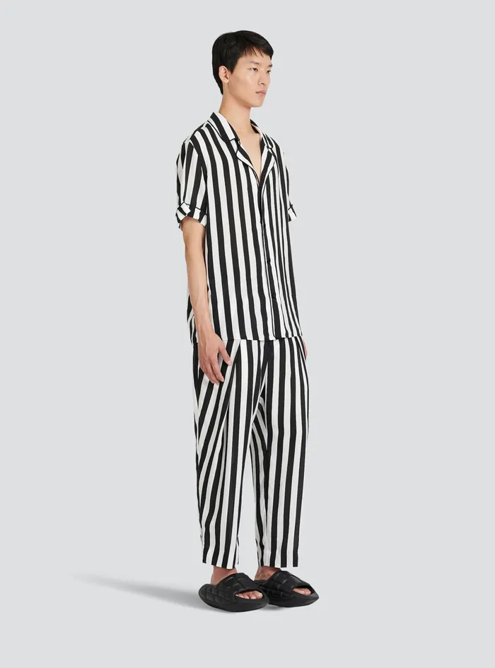 Balmain Shirts And Polos Mens EcoDesigned Striped Shirt White Balmain Shirts And Polos Mens EcoDesigned Striped Shirt White