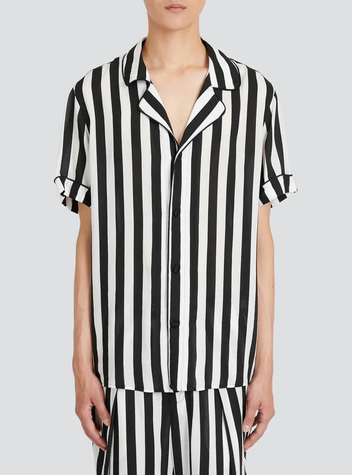 Balmain Shirts And Polos Mens EcoDesigned Striped Shirt White Balmain Shirts And Polos Mens EcoDesigned Striped Shirt White