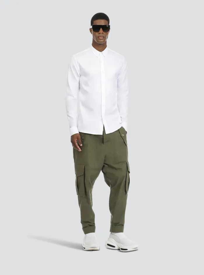 Balmain Shirts And Polos Mens Fitted White Cotton Shirt White Balmain Shirts And Polos Mens Fitted White Cotton Shirt White