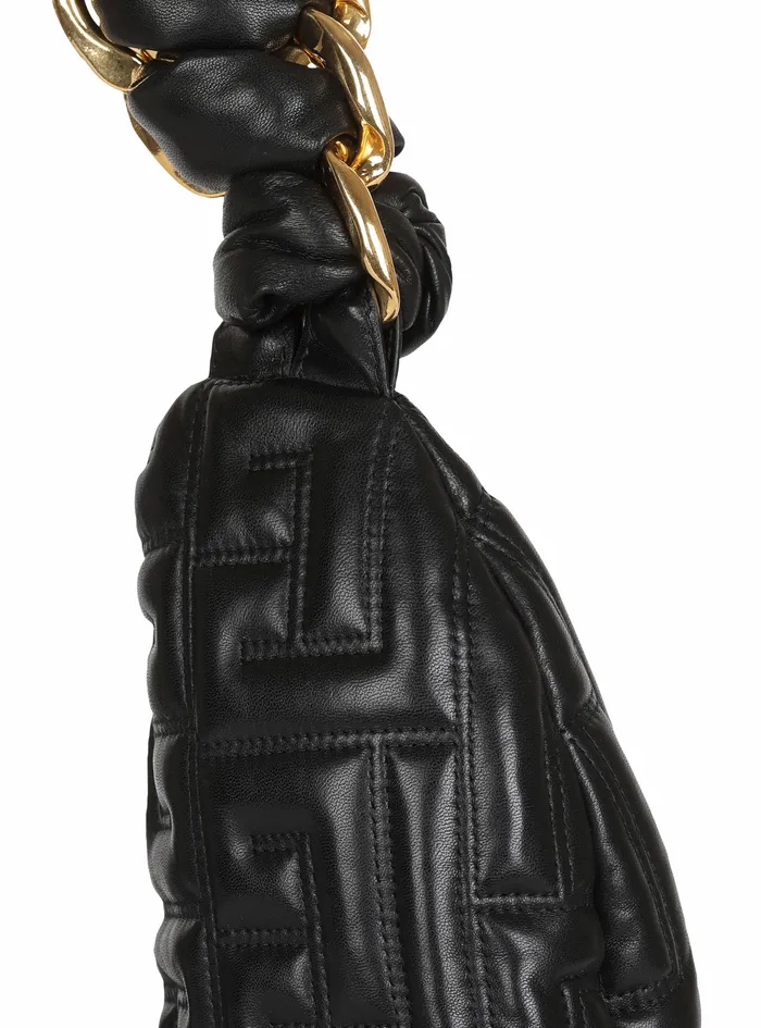 Balmain Shoulder Bags Womens Quilted Leather Pillow Hobo Bag Black Balmain Shoulder Bags Womens Quilted Leather Pillow Hobo Bag Black