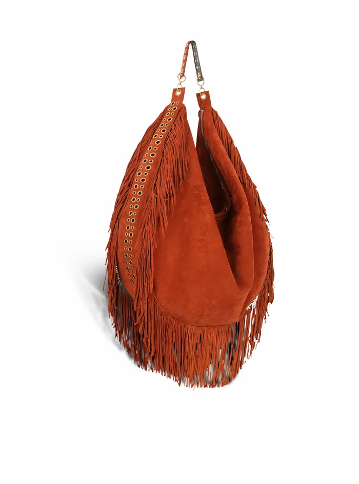 Balmain Shoulder Bags Womens X Netflix Fringed Suede Maxi Hobo Bag Brown Balmain Shoulder Bags Womens X Netflix Fringed Suede Maxi Hobo Bag Brown