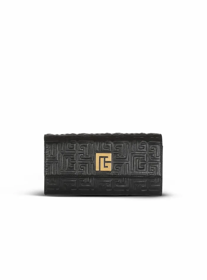 Balmain Small Leather Goods Womens Debossed Leather 1945 Wallet With Balmain Monogram And Chain Black Balmain Small Leather Goods Womens Debossed Leather 1945 Wallet With Balmain Monogram And Chain Black