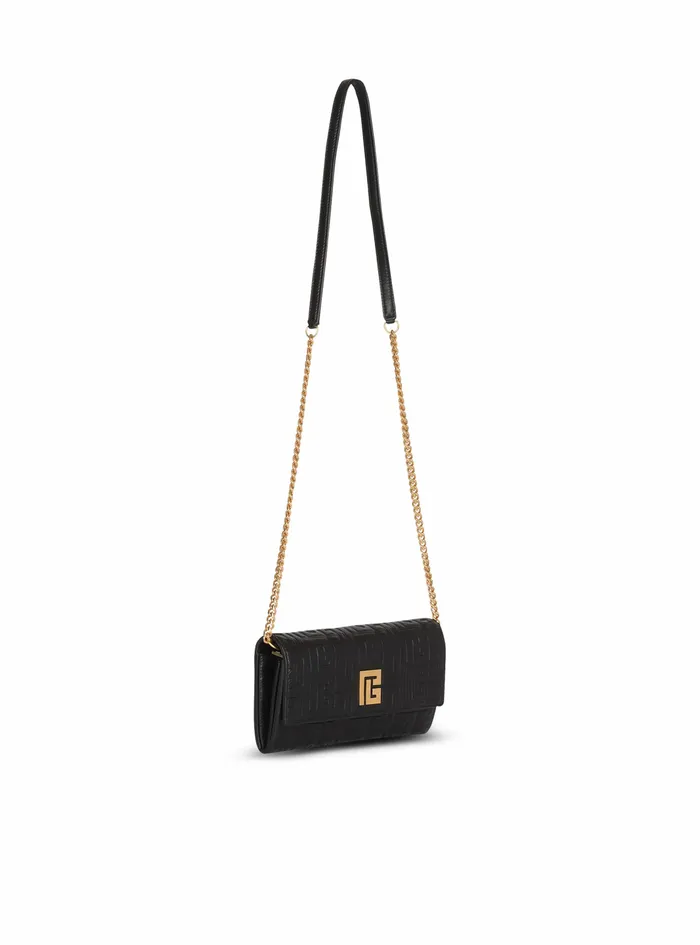 Balmain Small Leather Goods Womens Debossed Leather 1945 Wallet With Balmain Monogram And Chain Black Balmain Small Leather Goods Womens Debossed Leather 1945 Wallet With Balmain Monogram And Chain Black