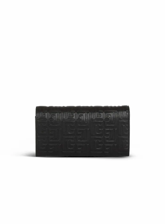 Balmain Small Leather Goods Womens Debossed Leather 1945 Wallet With Balmain Monogram And Chain Black Balmain Small Leather Goods Womens Debossed Leather 1945 Wallet With Balmain Monogram And Chain Black