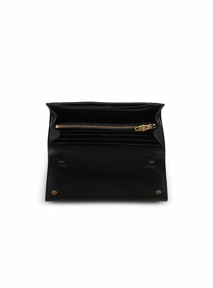 Balmain Small Leather Goods Womens Debossed Leather 1945 Wallet With Balmain Monogram And Chain Black Balmain Small Leather Goods Womens Debossed Leather 1945 Wallet With Balmain Monogram And Chain Black
