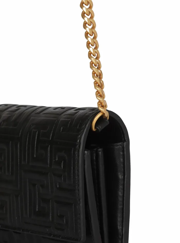 Balmain Small Leather Goods Womens Debossed Leather 1945 Wallet With Balmain Monogram And Chain Black Balmain Small Leather Goods Womens Debossed Leather 1945 Wallet With Balmain Monogram And Chain Black